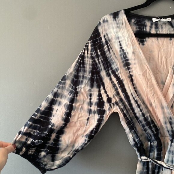 YFB Tie-Dye Faux Wrap Maxi Dress Dark Cottagecore Boho Chic Flowy Fall Small - Picture 4 of 11